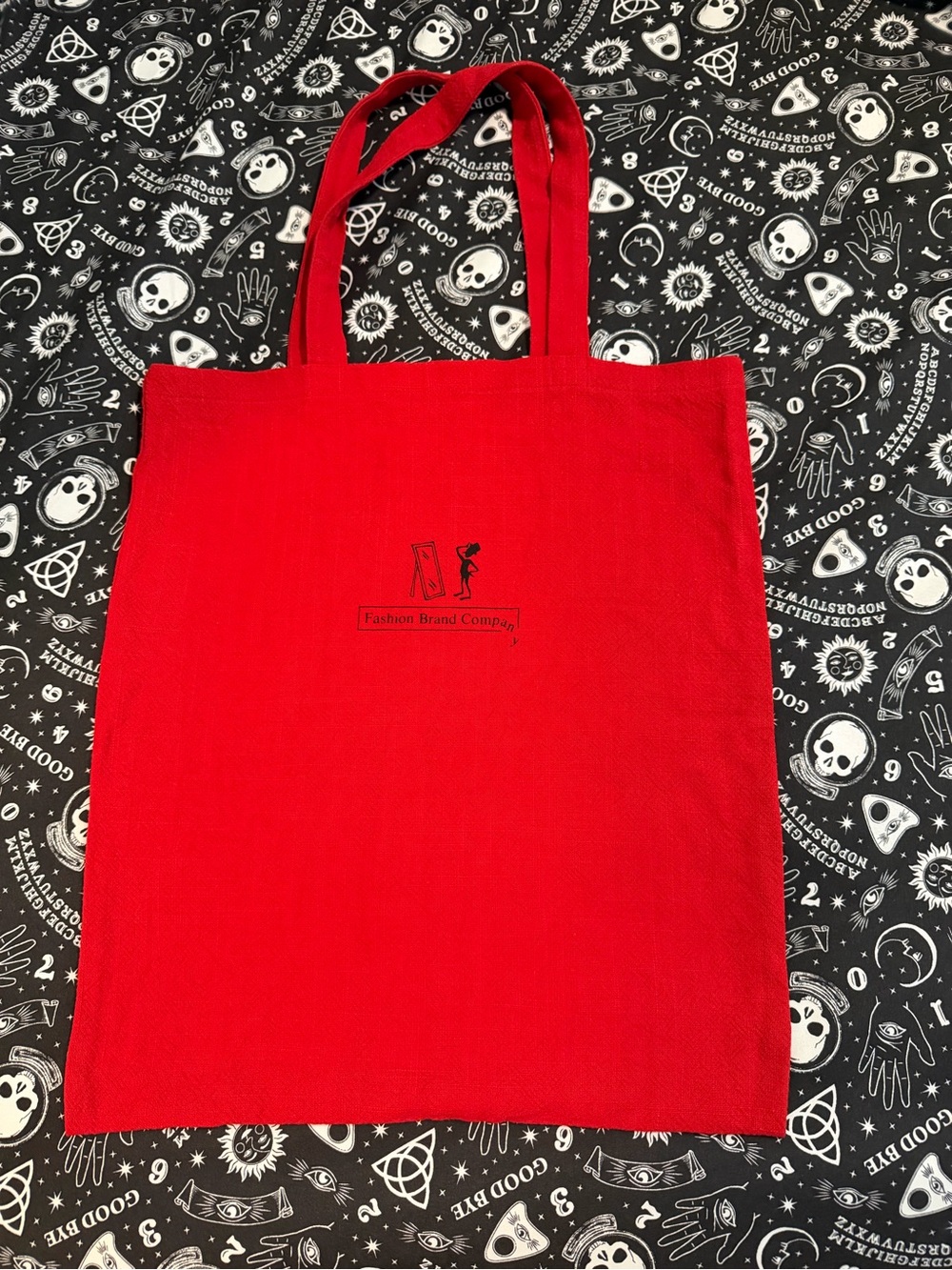 Fashion Brand Company Red Canvas Tote with Black Logo